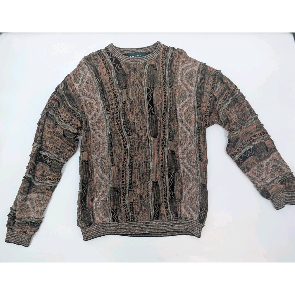 Vintage 90s Tundra Canada Coogi Style 3D Knit Sweater Textured Multicolor Mens L